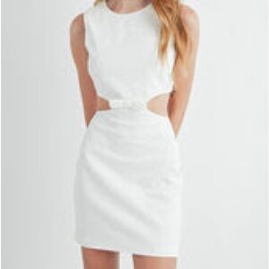 Mable Cutout Ribbon Mini Dress in White size large